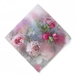 Bandana Rosa de Aquarela Flores Elegantes Florais Modelo