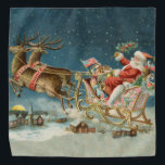 Bandana Santa Claus Christmas Antique Sleigh Reindeer<br><div class="desc">Papais noeis de Natal no seu trenó - Esta imagem é de um antigo cartão de Natal antigo dos anos 1800. Mostra papais noeis no trenó na véspera de Natal,  com suas renas e brinquedos!</div>