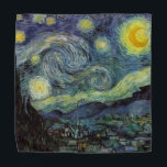 Bandana Starry Night por van Gogh<br><div class="desc">Van Gogh era obcecado pelo simbolismo de objetos luminosos e de cor. A lâmpada era um símbolo de calma e segurança. A estrela simbolizou a fé, e a luz gasosa, as realidades humanas. Azul ultramarino profundo era infinito.</div>