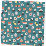 Bandana Sushi Pattern<br><div class="desc">Delicioso design de sushi japonês em um fundo verde teal para amantes da cozinha japonesa. Arte original de Nic Squirrell.</div>