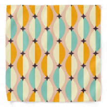 Symmetrical retro pattern with interlocking teal