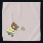 Bandana Tedd E. Urso De Teddy Pet De Cerco Personalizado<br><div class="desc">Eu adoro esta linda cor de fundo! Esta é uma cor de designer, oficialmente chamada Thistle. Para mim flui como seda rica. Adorado com um ursinho fofo... segurando um balão. Na barriga dele, ele tem o nome do seu animal de estimação. A cor de fundo é personalizável, assim como a...</div>