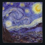 Bandana Vincent Van Gogh Starry Night Vintage Fine Art<br><div class="desc">Vincent van Gogh Starry Night Fine Art Painting Starry Night Starry Night é uma pintura do artista poste-impressionista holandês Vincent van Gogh. O céu azul à noite está cheio de nuvens, estrelas e uma lua crescente brilhante. A Noite Estrelada é a única noturna na série de visões da janela do...</div>