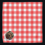 Bandana Xadrez de Verificação de Buffalo do País Vermelho<br><div class="desc">Divertido,  rústico,  modelo de fotograma country com um fundo vermelho de xadrez de búfalo. Copyright © Angi Laframboise. Presentes personalizados e personalizados para animais de estimação.</div>