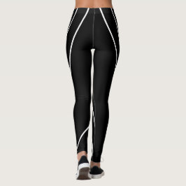 Bandas Diagonais em Leggings Pretas e Brancas