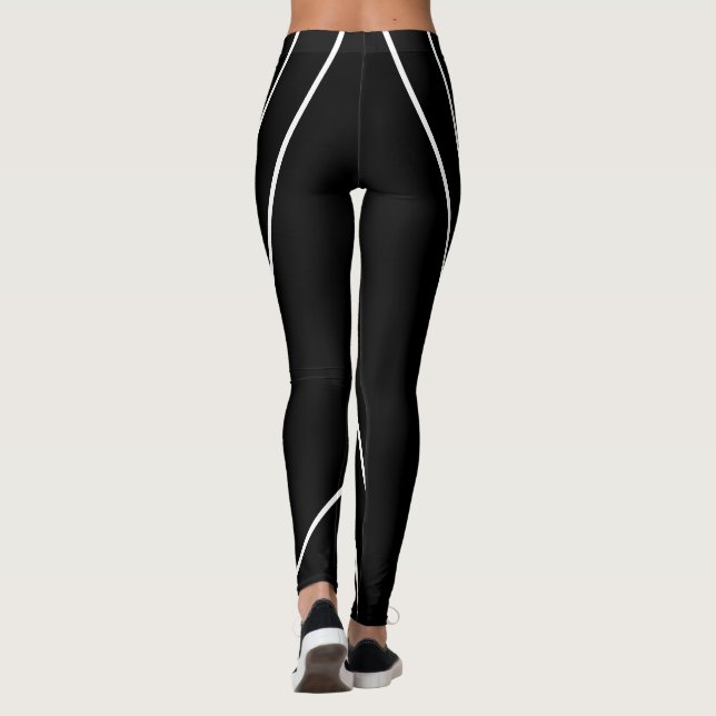 Bandas Diagonais em Leggings Pretas e Brancas (Verso)