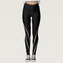 Bandas Diagonais em Leggings Pretas e Brancas