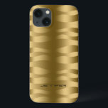 Bandas-zebra Douradas Metálicas Monogramas<br><div class="desc">Dourado padrão metálico de faixas de zebra onduladas. Monograma personalizado e opcional.</div>