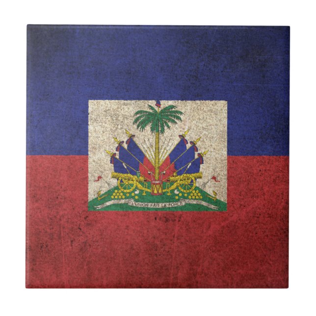 Bandeira afligida vintage de Haiti (Frente)