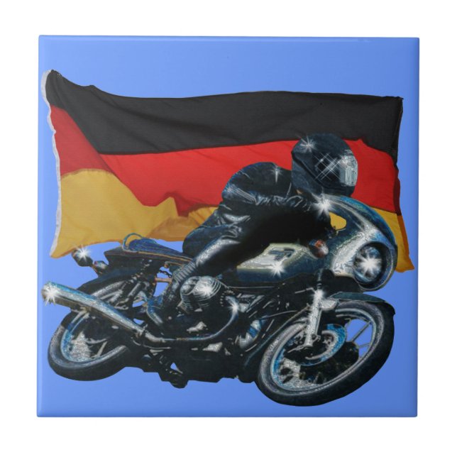 Bandeira alemã e motociclista (Frente)