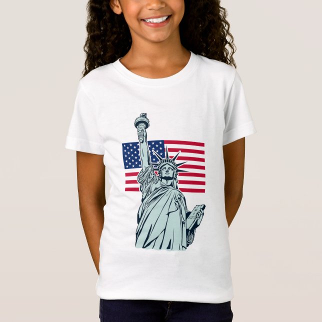 Bandeira Americana com Camiseta Lady Liberty (Frente)
