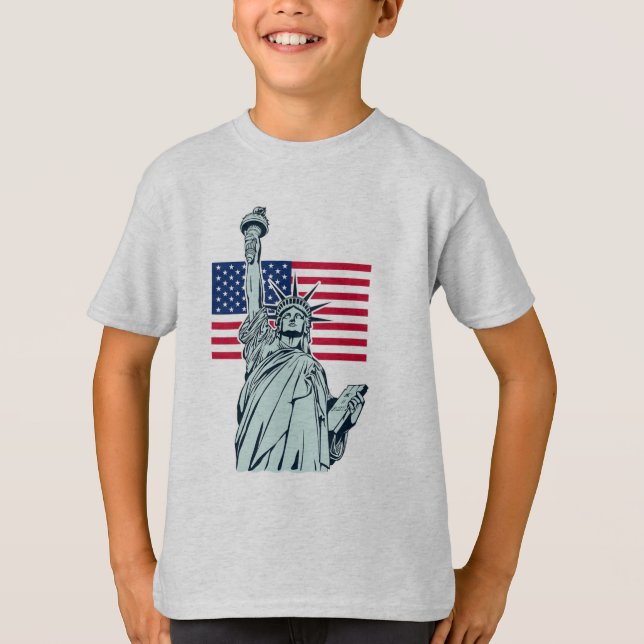 Bandeira Americana com Camiseta Lady Liberty (Frente)