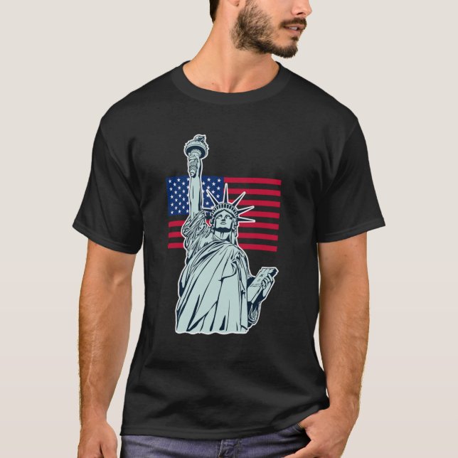 Bandeira Americana com Camiseta Lady Liberty (Frente)