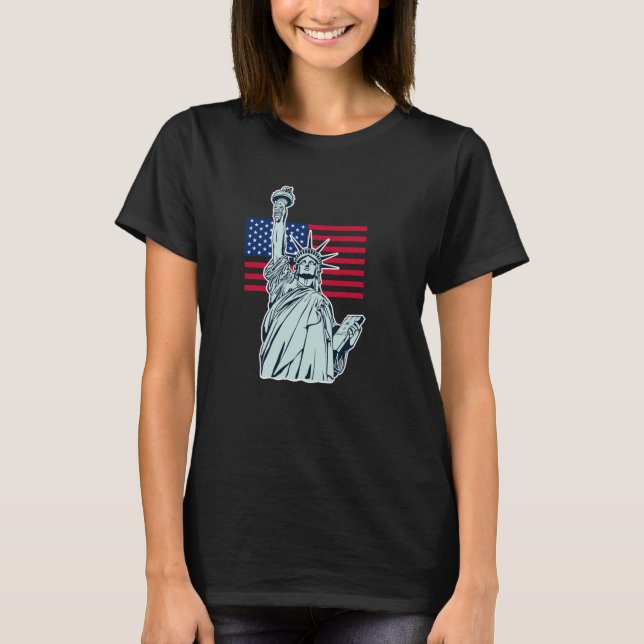 Bandeira Americana com Camiseta Lady Liberty (Frente)