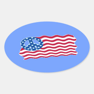 Bandeira Americana com Etiquetas de Símbolo de Paz