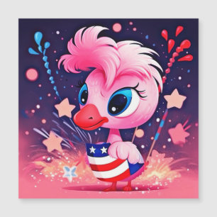 Bandeira Americana com Flamingo Cartoon-69216