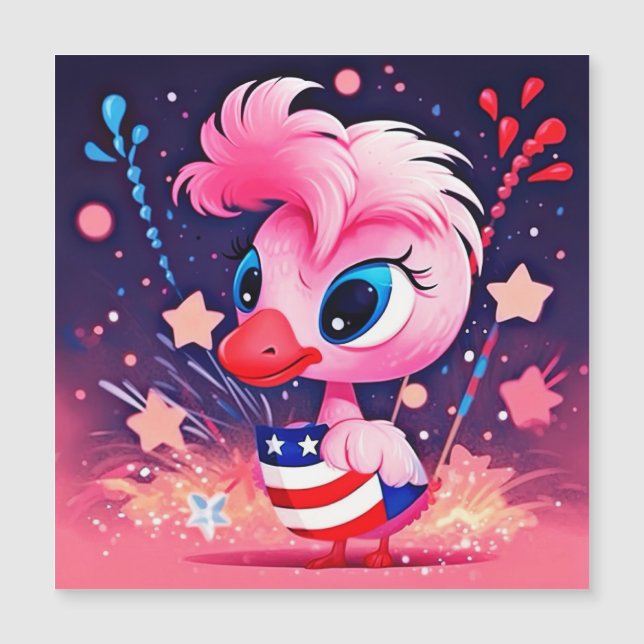Bandeira Americana com Flamingo Cartoon-69216 (Frente)
