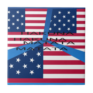 Bandeira Americana com Hakuna Matata: Design Patri