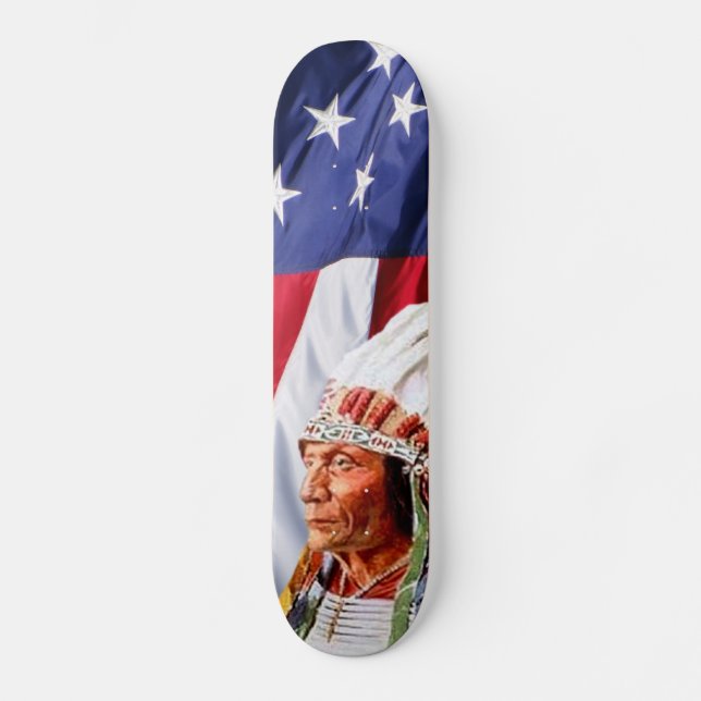 Bandeira Americana com Sitting Bull Skateboard (Frente)