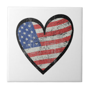 Bandeira Americana Coração Vermelho Branco Azul Fo