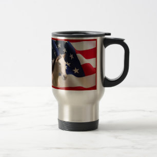 Bandeira americana da caneca de viagem do cavalo
