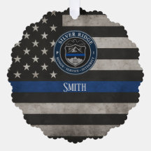 Bandeira Americana da Linha Azul Fina da Polícia P