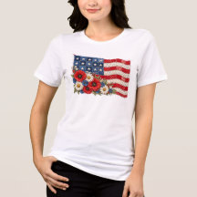 Bandeira Americana de Patchwork Patriótica com Flo