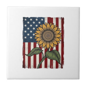 Bandeira Americana do Girassol Vintage