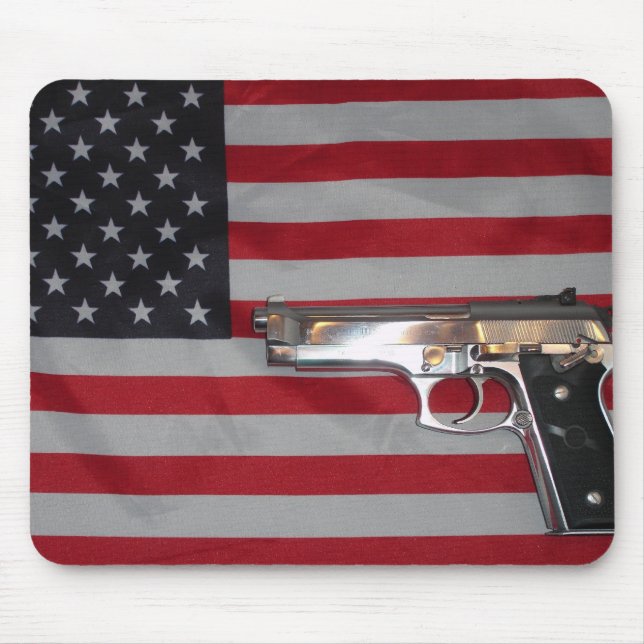 Bandeira americana e arma Mousepad (Frente)