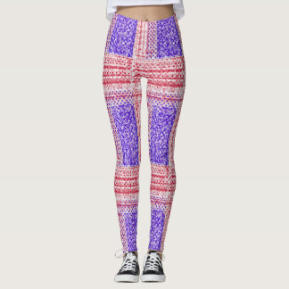 Bandeira Americana em Leggings de fundo vermelho a