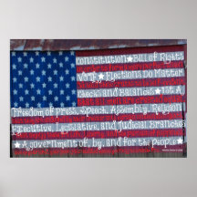 Bandeira Americana em Palavras - Poster do WordArt