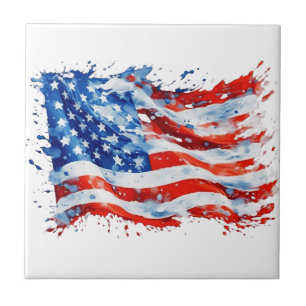 Bandeira Americana EUA Aquarela 4 de Julho