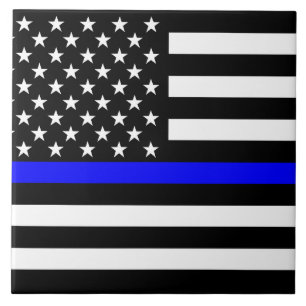 Bandeira americana fina de Blue Line preto e