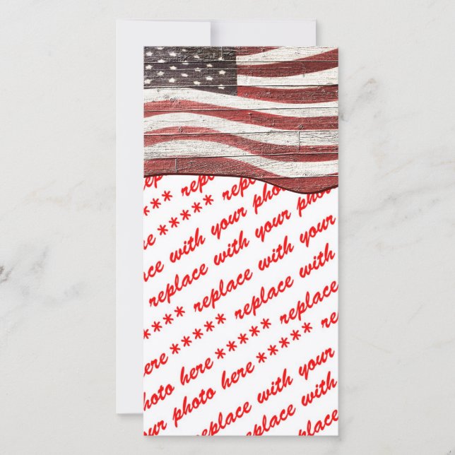 Bandeira Americana Pintada na Textura de Madeira R (Frente)