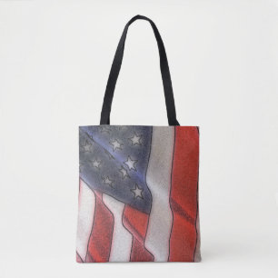 Bandeira Americana Por Toda a Bag de Tote Impressã