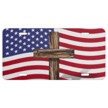 Bandeira americana que acena com cruz áspera