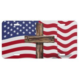 Bandeira americana que acena com cruz áspera