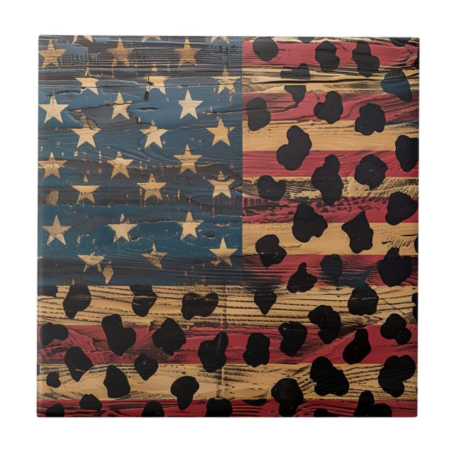 Bandeira Americana Rústica com Estampa de Leopardo (Frente)