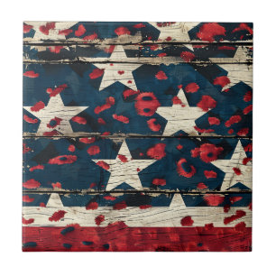 Bandeira Americana Rústica com Estampa de Leopardo