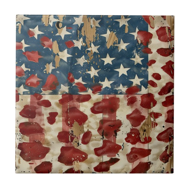 Bandeira Americana Rústica com Estampa de Leopardo (Frente)