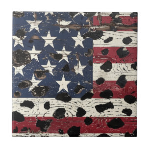 Bandeira Americana Rústica com Estampa de Leopardo