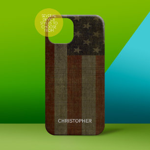 Bandeira americana suja com revestimento e nome de