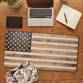 Bandeira Americana Tom de Madeira Rústica