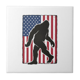 Bandeira Americana Vintage Silhueta de Pé Grande V