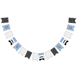 Bandeira azul do bigode & preta temático do chá de