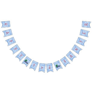 Bandeira branca azul do aniversário da listra do