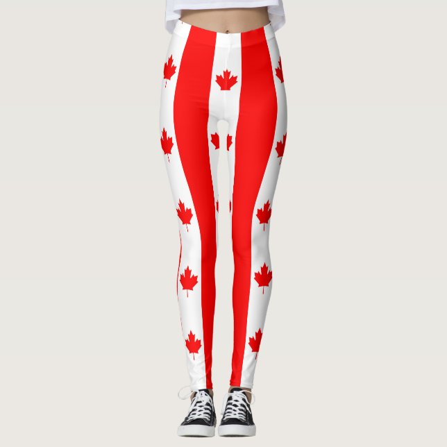 Bandeira Canadense Red Maple Leaf Leggings (Frente)