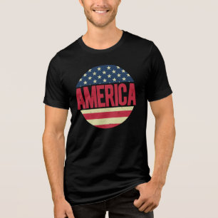 Bandeira Circular Patriótica Gráfica Vintage Améri