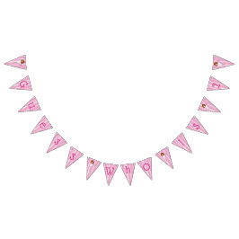 Bandeira cor-de-rosa personalizada do aniversário