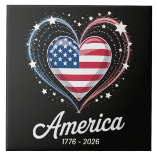 Bandeira Coração 1776 2026 4 de julho Aniversário